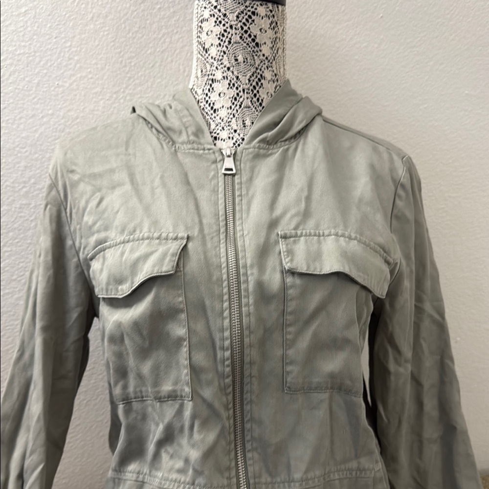 DKNY Utility Hooded Jacket Olive Green Women's Size XS - Picture 2 of 6